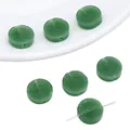 Flat round green glass faux jade beads with Fu character for DIY jewelry making - Green Fu Character Plate