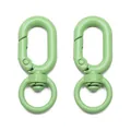 Pair of light green 8-shaped alloy swivel carabiner hooks for DIY keychains and bags - Green