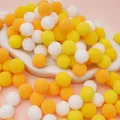 Pompons élastiques en peluche blanc jaune et orange pour bricolage et artisanat - 2cm/50 Pièces/Paquet / Série Jaune