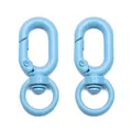 Pair of light blue 8-shaped alloy swivel lobster clasps for DIY keychain accessories - Blue