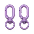 Pair of purple alloy swivel lobster clasps for DIY keychains and bags accessories - Purple
