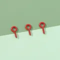 Trois vis à œillet en fer peint rouge pour porte-clés DIY et bijoux artisanaux - 4x8mm, Diamètre de fil 1mm (50 pièces/paquet) / Rouge