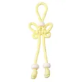 Llavero de mariposa en cordón de poliéster amarillo claro con tres cuentas blancas decorativas - Longitud total aprox. 16cm Parte de nudo chino 6x4cm Grosor de cuerda 5mm Cuenta de agujero grande 16mm / Amarillo (1 Pieza/Paquete)