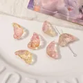 Pink and yellow gradient butterfly wing beads for DIY jewelry making handmade accessories - 11x20mm (10 Pieces/Pack) / Orange Red