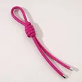 Handmade rose red leather lanyard keychain with spiral knot and silver metal ends - Total length approx. 18cm (Peru knot approx. 18x30mm, cord thickness approx. 5mm) / Rose Red (1 Piece/Pack)