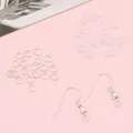 Silver DIY earring kit with hooks, jump rings and clear silicone ear backs - Earhook Jump Ring Earplug Set / 300 Pieces/Pack / Silver