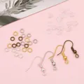 DIY jewelry making kit with gold silver and bronze ear hooks jump rings and silicone backs - Earhook Jump Ring Earplug Set / 300 Pieces/Pack / Multicolor