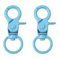 Light blue 20mm swivel snap hooks in painted alloy for DIY keychains and bags - 2 Pieces (Approx. 20mm Wide x 44mm High) / Blue