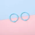 Set of two light blue macaron metal rings with a flexible hinge for DIY stationery - Blue