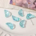 Light blue translucent butterfly glass beads with wing textures for DIY jewelry crafts - 11x20mm (10 Pieces/Pack) / Lake Blue