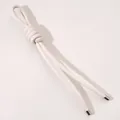 Handmade ivory white leather knot keychain with silver metal tips for bags - Total length approx. 18cm (Peru knot approx. 18x30mm, cord thickness approx. 5mm) / Off-white (1 Piece/Pack)