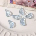 Translucent light blue glass wing beads with pearlescent finish for DIY jewelry - 11x20mm (10 Pieces/Pack) / Transparent Blue