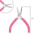 Pink 12cm long-nose jewelry pliers for manual DIY beading and wire wrapping - 3-Hole Pliers (With Teeth) / 12cm