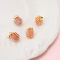 Ciondolo scatola regalo 14K dorata con pietra occhio di gatto rosa per gioielli fai da te - Stile Scatola Regalo / 10x15mm / Rosa antico