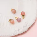 DIY peach charms in gradient pink resin with gold leaf loops for bracelet making - 9x13mm
