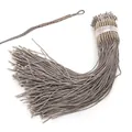 Zilvergrijze polyester kwastjes met geweven metaaldraad lussen voor DIY-sieraden - 5 Stuks/Verpakking (1mm) / Grijs (Met gouden draad omwikkelde stijl)