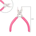 Pink handle 12cm needle nose jewelry pliers with anti-slip grip and spring for DIY - Mini Steel Pliers / 1 Piece / Hot Pink