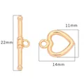 Cierre de palanca corazón chapado en oro 18k para bisutería DIY con dimensiones - Oro 18K - Estilo Corazón Liso (#12)