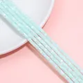 Polished mint blue cylinder shell beads with cat eye effect for DIY jewelry making - 2x4mm Hole 0.8mm 38cm Per Strand Approx 180 Beads / Light Blue
