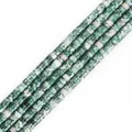Natural green stone cylinder beads for DIY jewelry making and handmade bracelet accessories - Green and White Mottled Style (#15) / Approx. 150-160 Pcs