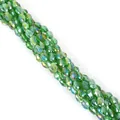 Perline in vetro sfaccettate verdi a goccia con rivestimento arcobaleno AB per fai da te - 5x7mm 1 Filo/Confezione (Circa 65 Pezzi) / Verde Erba AB