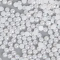Flatback half round ABS pearls in aurora white finish for DIY jewelry and nail art crafts - 3mm / Pack of 1000 / White