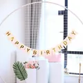White swallowtail Happy Birthday banner with gold foil letters for party decoration - Small (15*12CM) / White