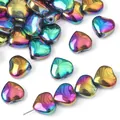 Regenboog hartvormige glazen kralen voor DIY sieraden en mobiele kettingaccessoires - Groot Hart Kleur 8