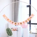 Close-up of pink Happy Birthday fishtail banner with gold foil lettering for party decor - Small (15*12CM) / Pink
