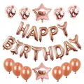 Rose gold Happy Birthday balloon set with confetti latex balloons and star foil accents - Rose Gold Birthday Set