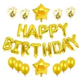 Golden Happy Birthday balloon set with gold foil stars and confetti latex balloons - Gold Birthday Set