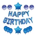 Blue Happy Birthday balloon kit with foil letters star balloons and confetti latex balloons - Blue Birthday Set