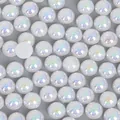 Flatback half-round ABS pearls with rainbow iridescent finish for DIY crafts - 10mm / 150pcs / White