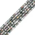 Mixed color natural stone flat cylinder spacer beads for DIY jewelry making - Mixed Color Mottled Style (#25) / Approx. 150-160 Pcs