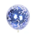 Detalle de un globo de látex transparente de 12 pulgadas lleno de confeti azul redondo - Azul