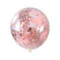 Detalle de globo transparente de 12 pulgadas con confeti redondo metálico de oro rosa - Rosa oro