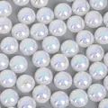 Flatback white half-round faux pearls with iridescent sheen for DIY jewelry and nail art - 12mm / 100pcs Pack / White
