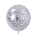 Primer plano de globo transparente de 12 pulgadas con confeti redondo plateado de fiesta - Plateado