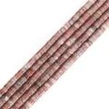 Pink natural stone cylinder beads with black mineral spots for DIY jewelry making - Rhodonite Style (#28) / Approx. 150-160 Pcs