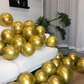 Bunch of 10 inch metallic chrome gold latex balloons for wedding party decoration - Metallic Gold