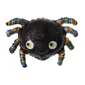 Globo de Halloween de araña con cuerpo negro y patas con rayas de colores - Mini Araña