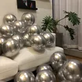 Round metallic silver latex balloon for birthday party decorations and wedding events - Metallic Silver