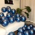 Shiny 10-inch chrome blue metallic latex balloons for birthday and wedding party decor - Metallic Blue
