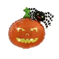 Ballon d'Halloween en aluminium en forme de citrouille avec toile et araignée noire - Mini Araignée Citrouille