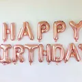 Rose gold 16 inch foil balloon set featuring HAPPY BIRTHDAY letters for party decoration - Rose Gold Style