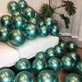 Deep metallic green 10-inch latex balloons set for elegant birthday party decoration - 10 Inch (50 Pieces/Pack) / Metallic Green