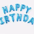 Blue 16 inch metallic foil happy birthday letter balloon set for party decoration - Blue Style