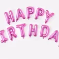 Pink metallic foil Happy Birthday letter balloons set for birthday party decorations - Pink Style