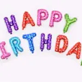 Colorful 16-inch Happy Birthday foil balloon set with white heart patterns and metallic finish - Colorful Heart Polka Dot Style
