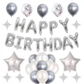 Silver Happy Birthday balloon set with aluminum foil letters and latex sequins balloons - Silver Birthday Set